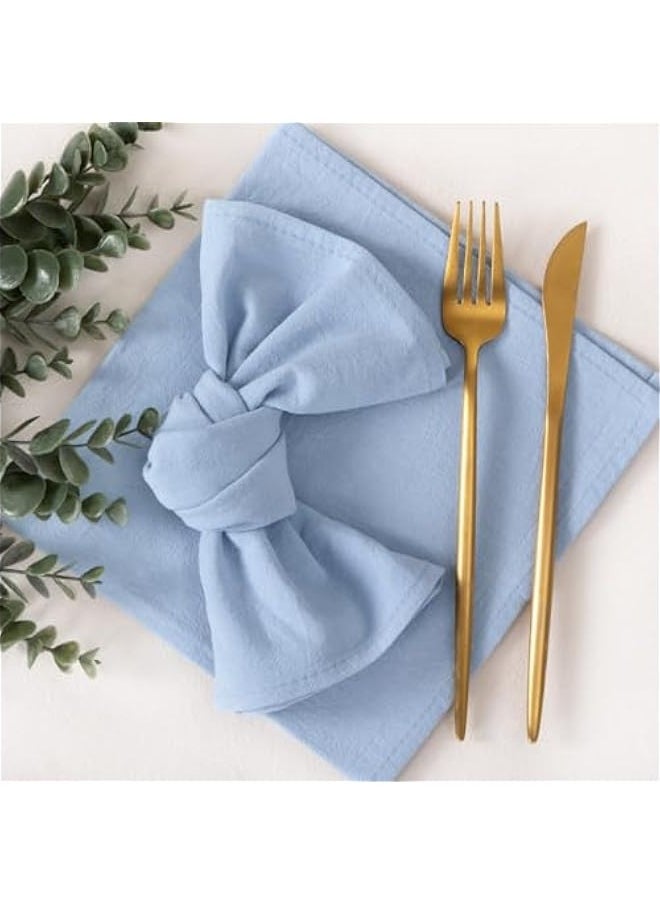 Generic - Linen Napkins Blue  Spring Cloth Napkins Bulk Washable Cotton Napkins Set of 4 17x17 for Wedding Party Bridal Baby Shower Birthday Table Decorations - Image 1
