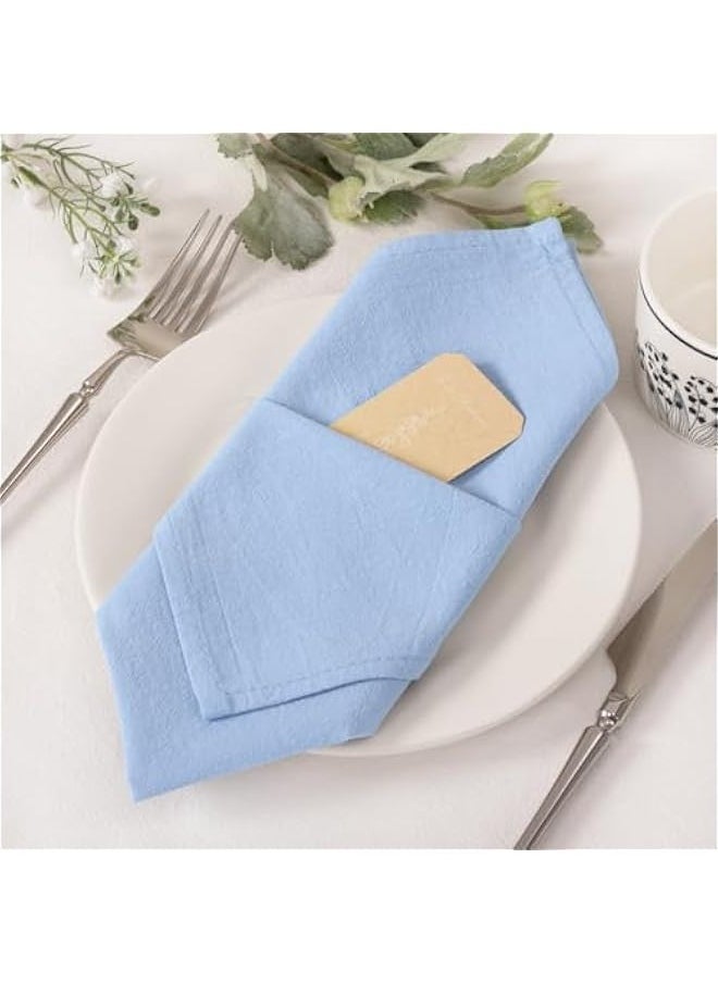 Generic - Linen Napkins Blue  Spring Cloth Napkins Bulk Washable Cotton Napkins Set of 4 17x17 for Wedding Party Bridal Baby Shower Birthday Table Decorations - Image 1