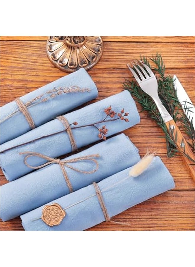 Generic - Linen Napkins Blue  Spring Cloth Napkins Bulk Washable Cotton Napkins Set of 4 17x17 for Wedding Party Bridal Baby Shower Birthday Table Decorations - Image 1