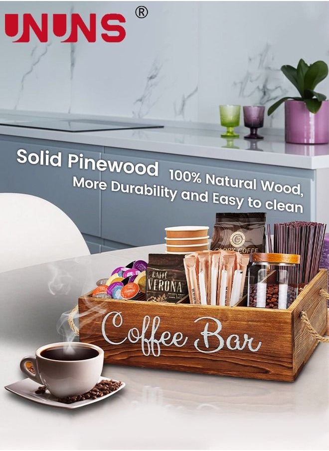 UNUNS Coffee Capsule Storage Box,Wooden Coffee Bar Box,Portable Coffee Capsule Storage Box With Removable Grids,Coffee Storage Box K Cup Coffee Accessories For Coffee Bar  - Image 3