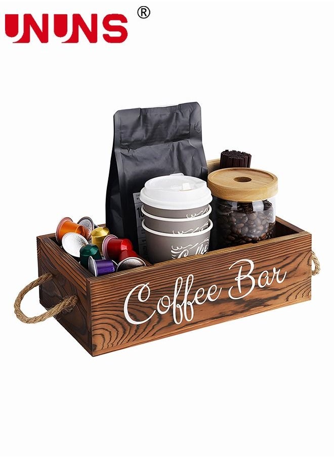 UNUNS Coffee Capsule Storage Box,Wooden Coffee Bar Box,Portable Coffee Capsule Storage Box With Removable Grids,Coffee Storage Box K Cup Coffee Accessories For Coffee Bar  - Image 2
