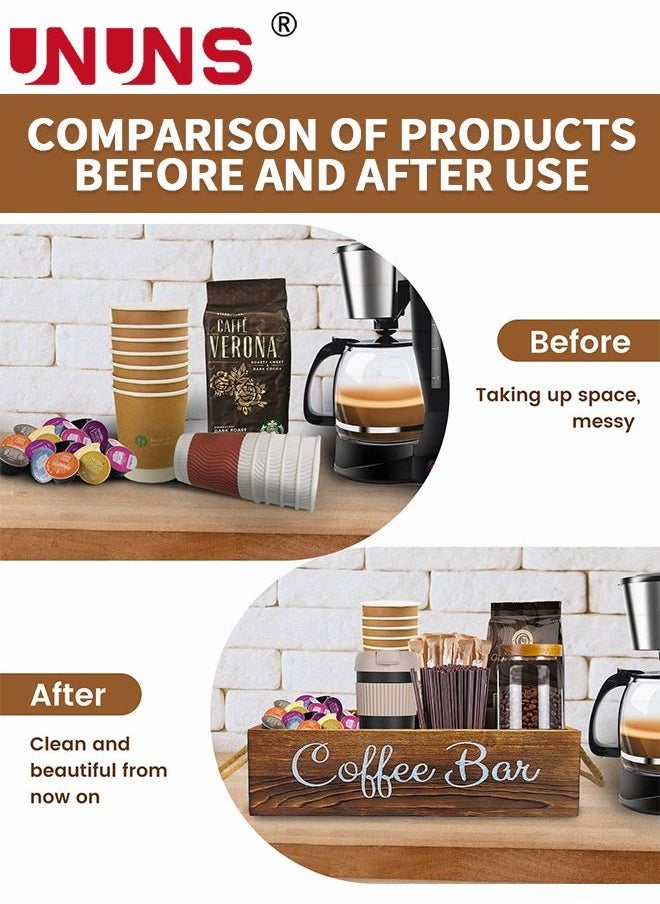 Coffee Capsule Storage Box,Wooden Coffee Bar Box,Portable Coffee Capsule Storage Box With Removable Grids,Coffee Storage Box K Cup Coffee Accessories For Coffee Bar