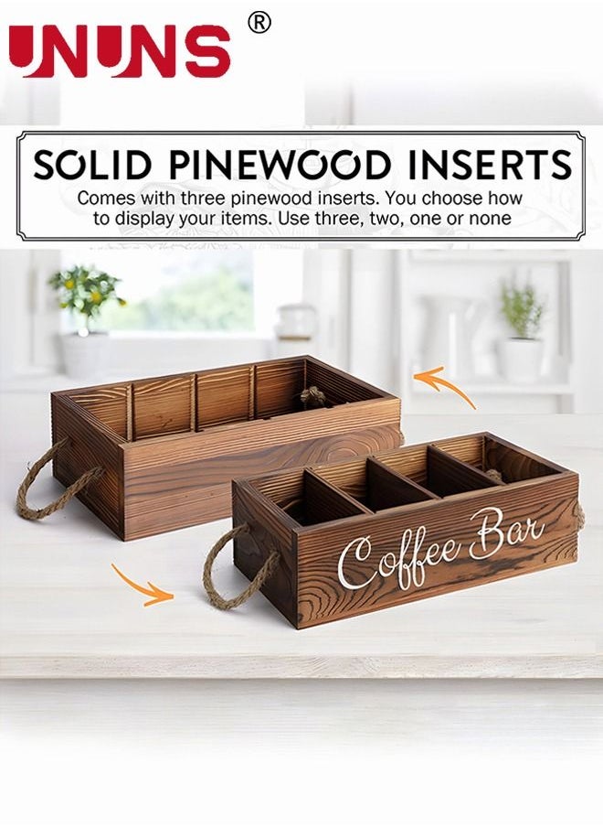 UNUNS Coffee Capsule Storage Box,Wooden Coffee Bar Box,Portable Coffee Capsule Storage Box With Removable Grids,Coffee Storage Box K Cup Coffee Accessories For Coffee Bar  - Image 5