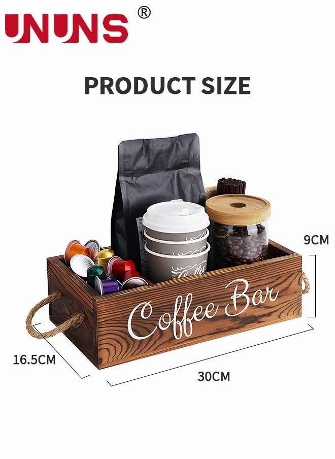 Coffee Capsule Storage Box,Wooden Coffee Bar Box,Portable Coffee Capsule Storage Box With Removable Grids,Coffee Storage Box K Cup Coffee Accessories For Coffee Bar
