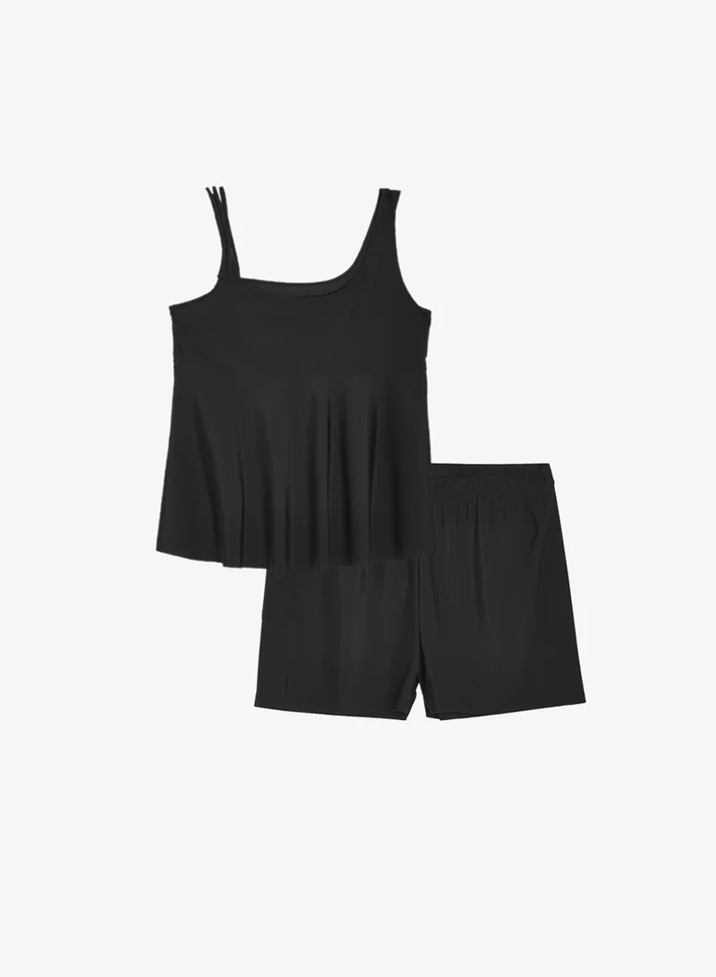 Ella Plus One Shoulder Swim Top & Short Set