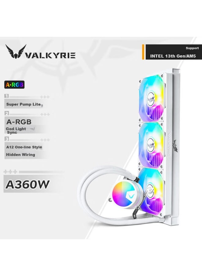 Valkyrie A360w Vk All-in Cpu Liquid Cooler, Multi-platform Brackets, Supports Lga1700, Argb Lighting Effects, Hidden Cable Management - Image 1