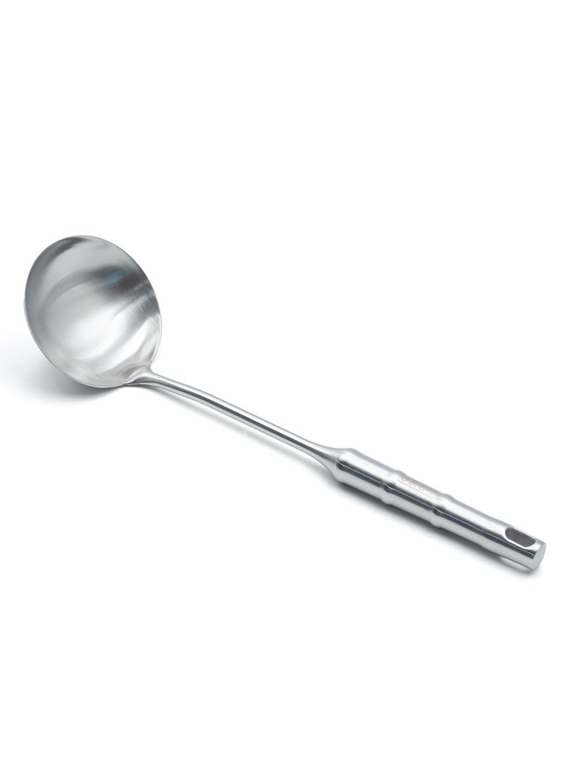 BERAM Soup Ladle, Soup Spoon, 304 Stainless Steel Kitchen Tool, Cooking Utensil, Serving Spoon, Food Grade, Non-Deformable, Compact, Lightweight, Bamboo Shaped Handles for Smooth Grip - Image 1