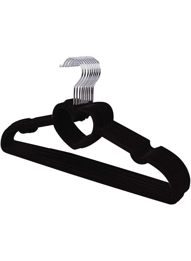 Set of 5 Velvet Hangers, Non-Slip Heart-Shaped Standard Clothes Hanger for Adults, 360 Degree Swivel Hooks, Felt Hangers, for Heavy Coats, Jackets, Office Suits, and Underwear, Black - Image 1