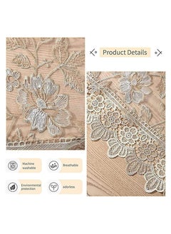 SYOSI Square Tablecloth, Lace Embroidery, Water Resistant Washable Dust-Proof, Classic Table Cover for Wedding Party Home, Kitchen Dinning Tabletop Decoration, 90*90cm (Gold Elegant Lotus)  - Image 2