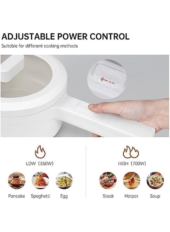 Electric Hot Pot Non Stick Pan 1.5L Mini Pot For Steak Fried Rice And More With Dual Power Adjustment And Steamer Perfect For Rapid Noodles Ramen Oatmeal Soup And More - Image 4