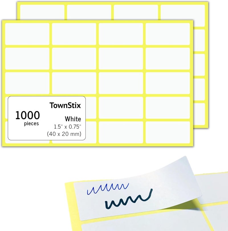 TownStix 1000 Pack 15 x 075  Blank White Labels Stickers to Write On Stick On Adhesive Sticky Labels - Image 1