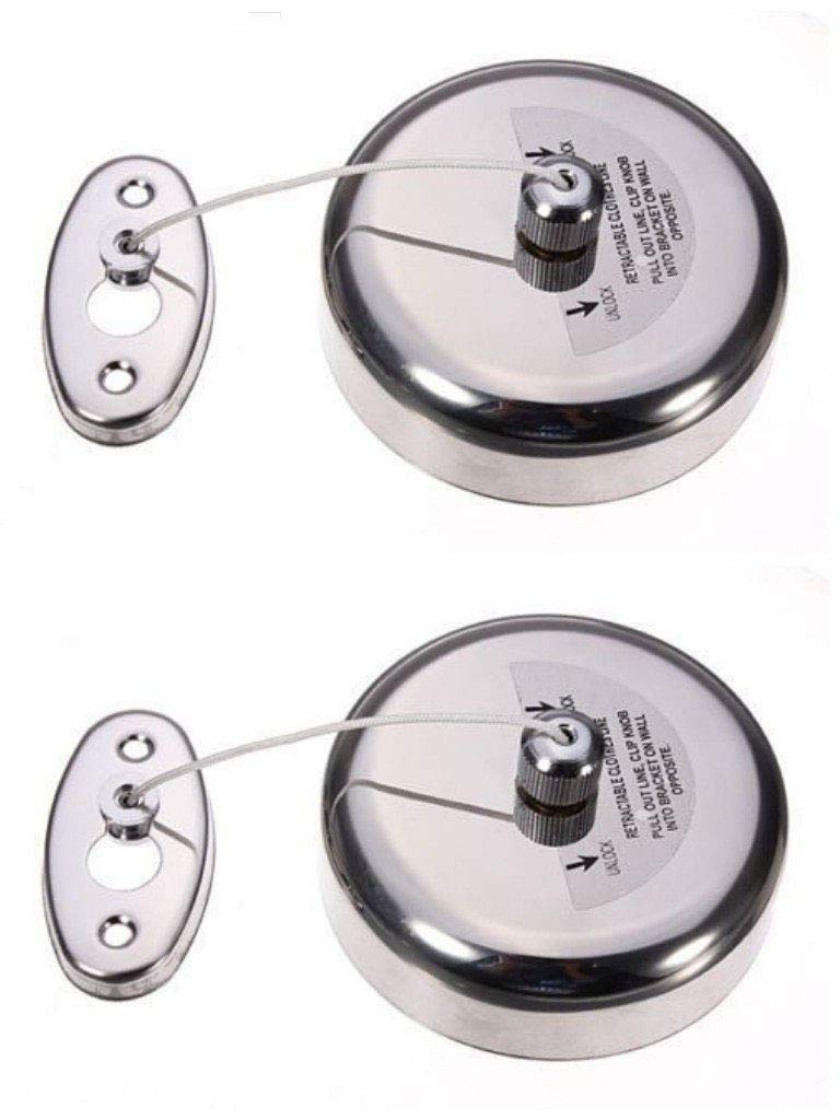 Bath Guru Stainless Steel Retractable and Lockable Cloths line-Set of 2 - Image 1