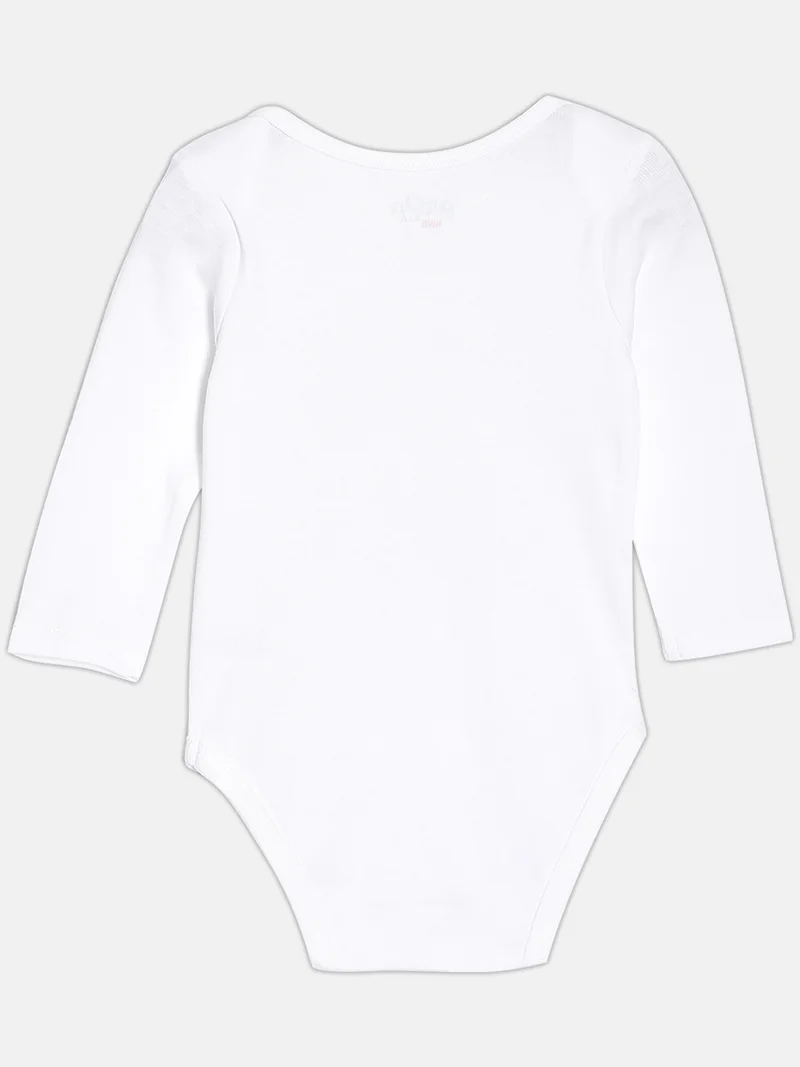 Broon Broon Infant Girls Pink and White Printed Pure Organic Cotton Bodysuit Pack of 2