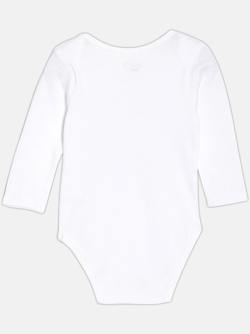 برون طقم بودي سوت قطن عضوي نقي بطبعات وردي وأبيض للبنات الرضع من برون - قطعتين - Image 5