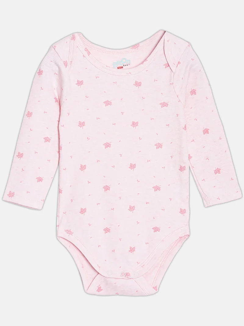 Broon Broon Infant Girls Pink and White Printed Pure Organic Cotton Bodysuit Pack of 2