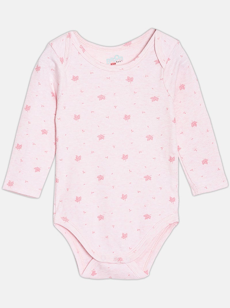 برون طقم بودي سوت قطن عضوي نقي بطبعات وردي وأبيض للبنات الرضع من برون - قطعتين - Image 2