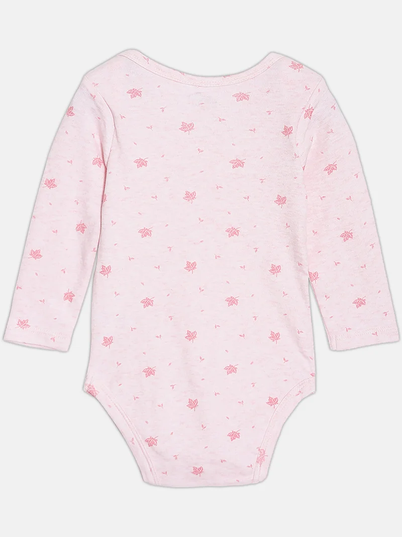 Broon Broon Infant Girls Pink and White Printed Pure Organic Cotton Bodysuit Pack of 2