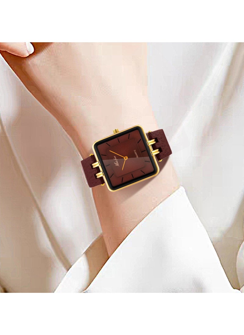 Women's Simple Square Dial Watch Fashion Leather Belt Ladies Quartz Watch - pzsku/Z164D6C3CCB86D1D84398Z/45/_/1735201493/f09b0de9-6e73-4fe9-888a-f03ea61d59bc