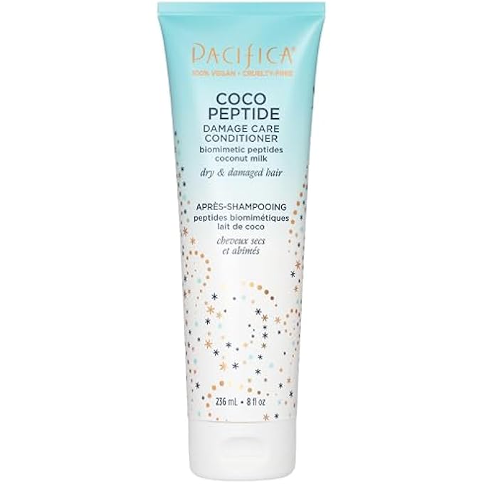 Pacifica BEAUTY, COCO PEPTIDE DAMAGE CARE CONDITIONER, DRY & DAMAGED HAIR, REPAIR DAMAGE FROM BLEACH, COLOR, CHEMICAL SERVICES, CHLORINE, & HEAT, COCONUT, VITAMIN B5, PEPTIDE, SPLIT ENDS & BREAKAGE - Image 1