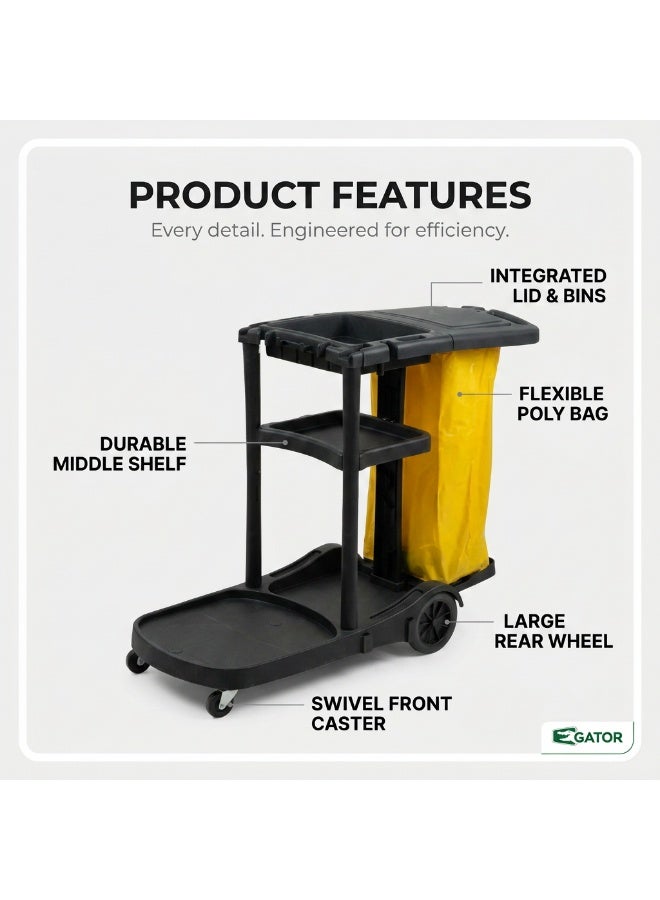 Gator Single-Bag Janitor Trolley | Compact Cleaning Cart with Waste Bag | Commercial Janitorial Cart | China - Image 2