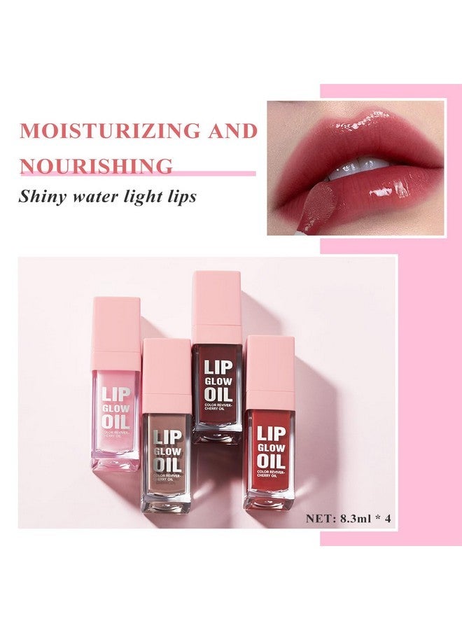 TEEROVA Glow Lip Oil Set, 4 Colors Tinted Glow Lip Oil Set, Hydrating Transparent Moisturizing Plumping Non-Sticky Big Brush Head Lip Gloss - Image 3