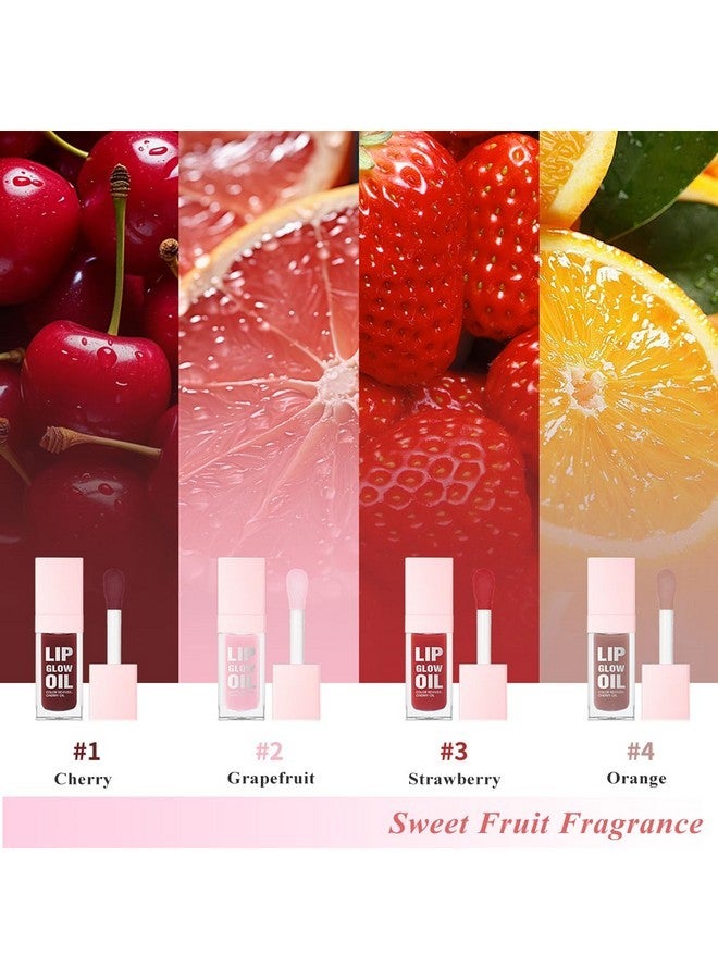 TEEROVA Glow Lip Oil Set, 4 Colors Tinted Glow Lip Oil Set, Hydrating Transparent Moisturizing Plumping Non-Sticky Big Brush Head Lip Gloss - Image 5