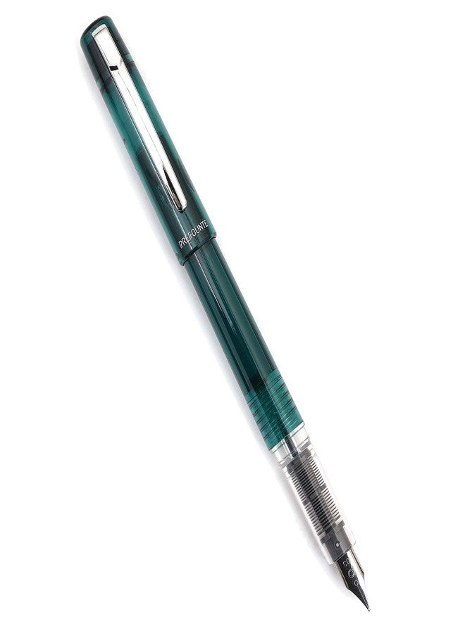 PLATINUM Prefounte Fountain Ink Pen with SS Fine Nib, Translucent Dark Emerald Green Barrel, Cap, Blue-Black Ink Cartridge Included, Slip & Seal Cap Design, Ideal For Adults Daily Use Beginners - Image 3