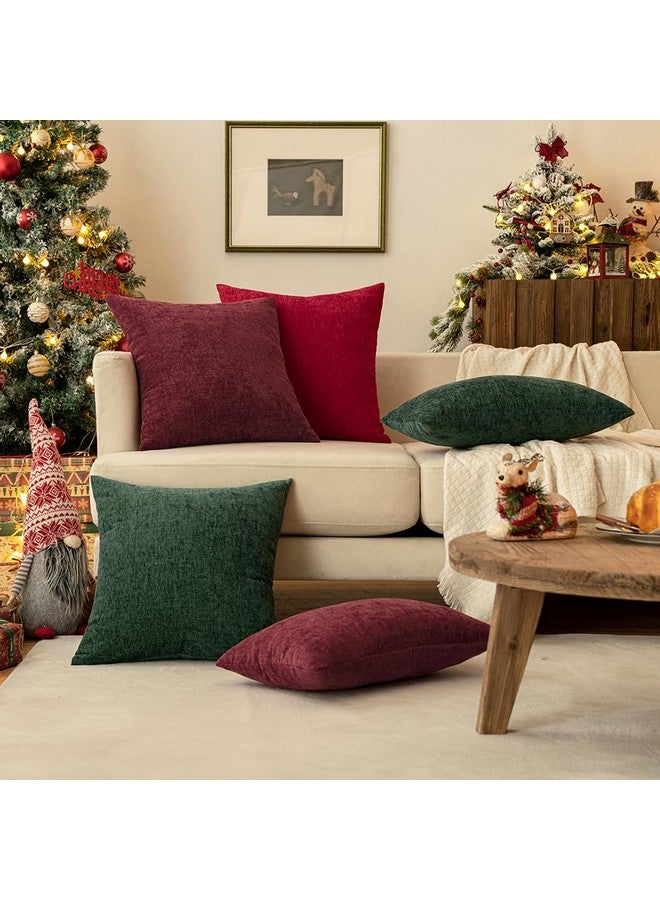MIULEE MIULEE Pack of 2 Red Couch Throw Pillow Covers 18x18 Inch Soft Chenille Pillow Covers for Sofa Living Room Solid Dyed Pillow Cases - Image 5