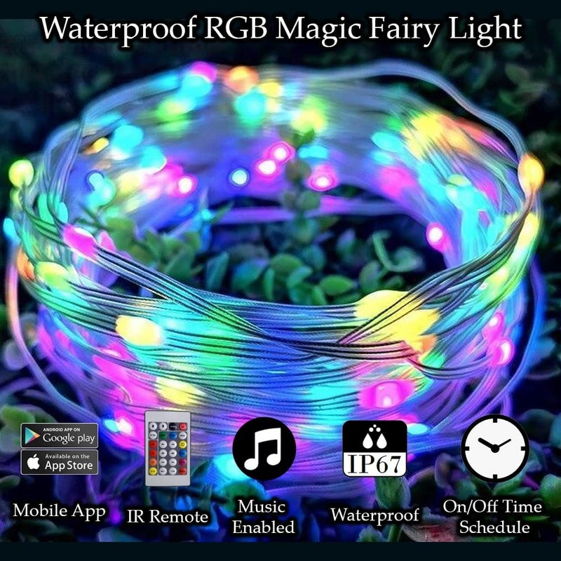 REMICH Smart Fairy String Lights 10 Mtr 100 LED String Lights with USB Bluetooth RGB Color Changing Light with Remote App Control Diwali Lights Christmas Decoration Outdoor Indoor Decor - Image 2