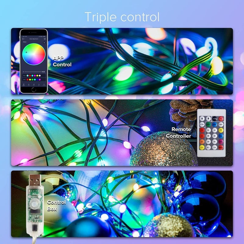 REMICH Smart Fairy String Lights 10 Mtr 100 LED String Lights with USB Bluetooth RGB Color Changing Light with Remote App Control Diwali Lights Christmas Decoration Outdoor Indoor Decor - Image 5