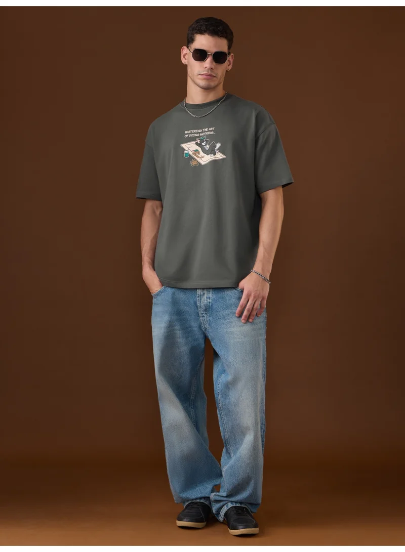 The Souled Store  The Souled Store Men Tom & Jerry Grey Graphic Oversized T-Shirts for Men | Best Price UAE