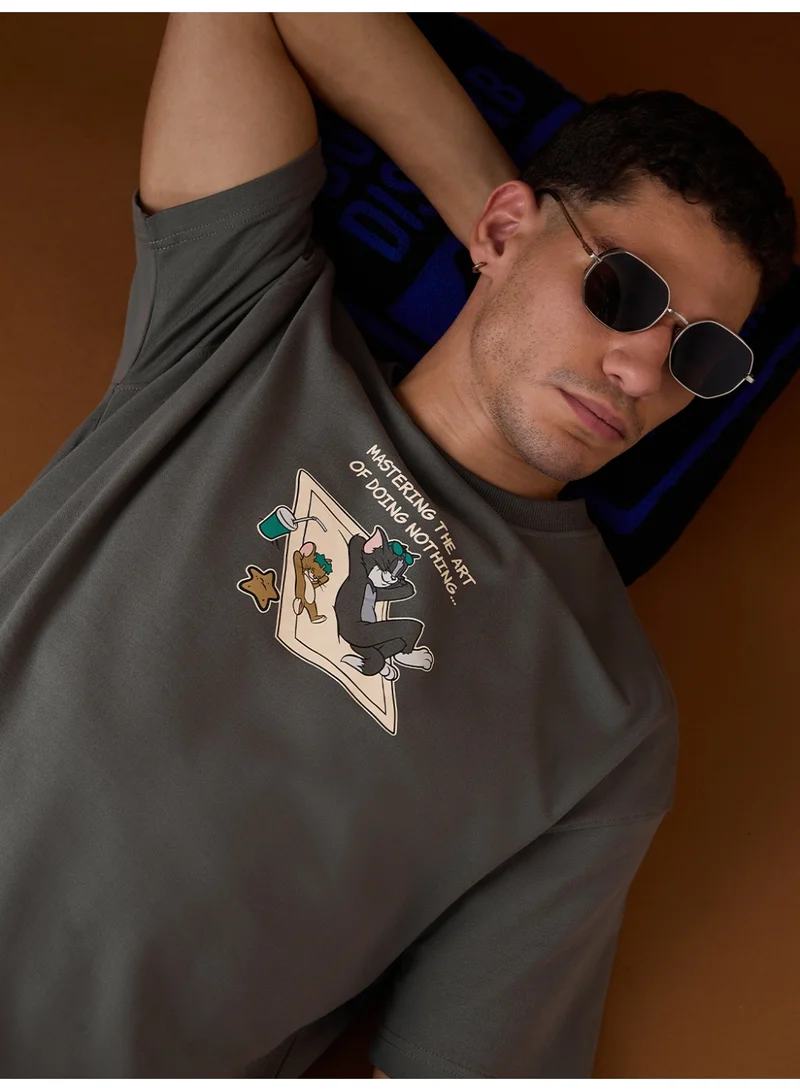 The Souled Store  The Souled Store Men Tom & Jerry Grey Graphic Oversized T-Shirts for Men | Best Price UAE