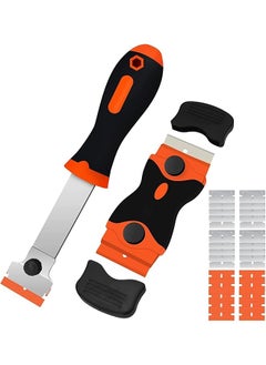 PROMASS promass Razor Blade Scraper, 2 PCS Razor Scraper Tool for Removing Label, Registration Sticker, Tint, Grease from Windshield, Appliance, Glass (Extra 20 Metal and 10 Plastic Blades)  - Image 1