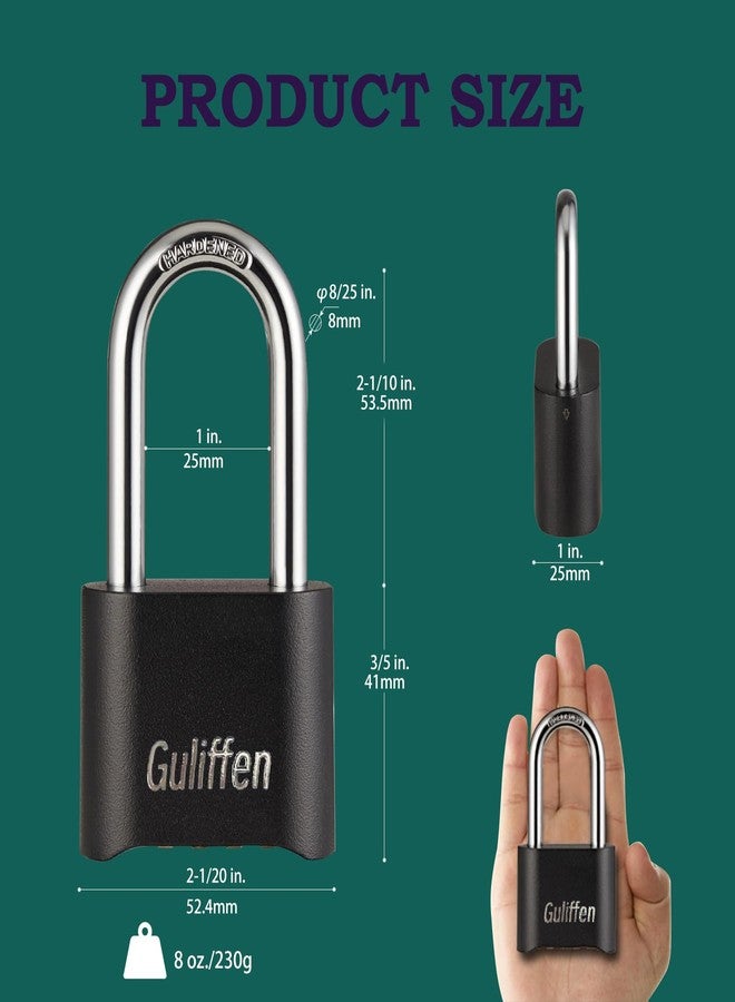 Guliffen 2 Pack Heavy Duty Weatherproof Combination Padlock, Outdoor Combination Lock with Long Shackle for Gate, Fence, Warehouse, Storage Unit,Garages - Image 2