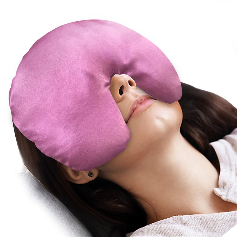 Atsuwell Sinus Mask Warm Cold Compress Eye Mask for Dry Eyes Weighted Eye Pillow Microwavable Face Heating Pad for Soothing Sinus Pressure and Relaxation Pink