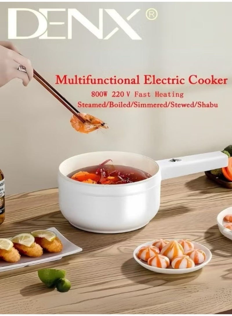 دينكس قدر كهربائي ساخن سعة 2 لتر مع جهاز بخار وتحكم في درجة الحرارة، طباخ كهربائي غير لاصق، مقلاة كهربائية، مقلاة، قدر كهربائي، للنودلز والبيض وشرائح اللحم والشوفان - Image 1