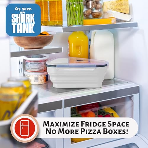 PIZZA PACK The Perfect Pizza Pack™ - Reusable Pizza Storage Container with 5 Microwavable Serving Trays - BPA-Free Adjustable Pizza Slice Container to Organize & Save Space, White - Image 3