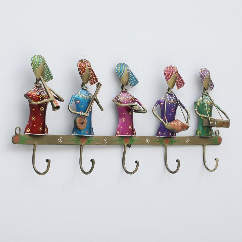 PEDEX Hand Painted Metal Musician Sardar Key Holder with Hook Decorative Big Multicolor Wall Key Hanger for Home, Entryway, Office & Living Room Decor - Image 4