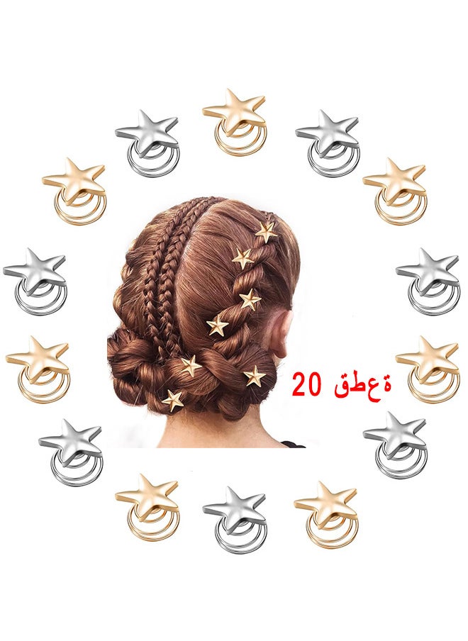 Depend - Star Hair Clips, 20 Pieces Star Spiral Hair Pins, Vintage Star Bridal Hair Pins, Star Swirl Hair Twists Coils Hair Clip, Bridal Hair Pins Wedding Hair Accessories For Women Ladies - Image 1