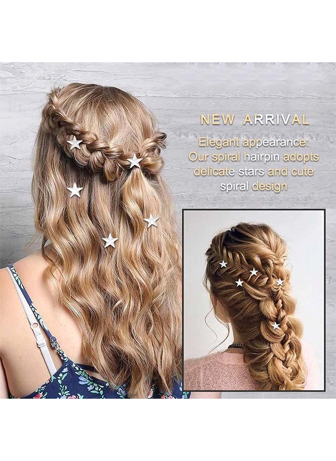 Depend - Star Hair Clips, 20 Pieces Star Spiral Hair Pins, Vintage Star Bridal Hair Pins, Star Swirl Hair Twists Coils Hair Clip, Bridal Hair Pins Wedding Hair Accessories For Women Ladies - Image 1