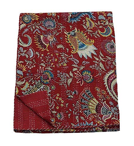 REGMESS Kantha Design Handmade Kantha Quilt Twin Size Kantha Blanket Indian Cotton Kantha Throw Hand Stitched Kantha Bedspread Singel Twin60 X90 INCH - Image 1