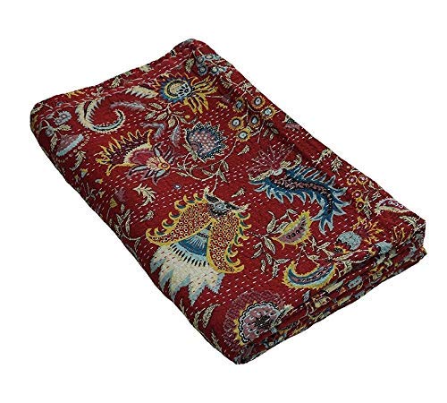 REGMESS Kantha Design Handmade Kantha Quilt Twin Size Kantha Blanket Indian Cotton Kantha Throw Hand Stitched Kantha Bedspread Singel Twin60 X90 INCH - Image 3