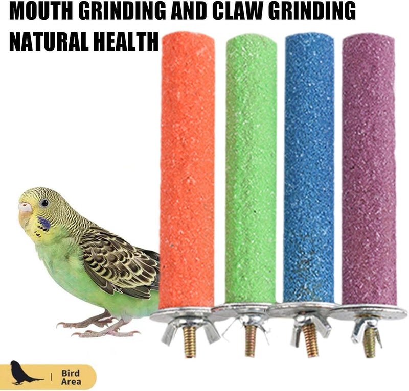 Petsary Bird Claw Grinding Perch | Wood Single Head Screw Parrot Stand Pole | Natural Parakeet Perch Toy Platform Grinding Stick | Nail Cage Accessories for Cockatiel Lovebird Budgies (20cm, Blue) - Image 5