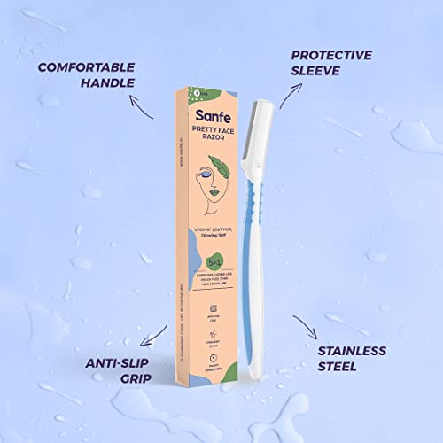 Sanfe Pretty Face Razor for pain-free facial hair removal - Pack of 1 | Upper lips, Chin, Peach Fuzz - Stainless steel Blade, Firm Grip - Image 3