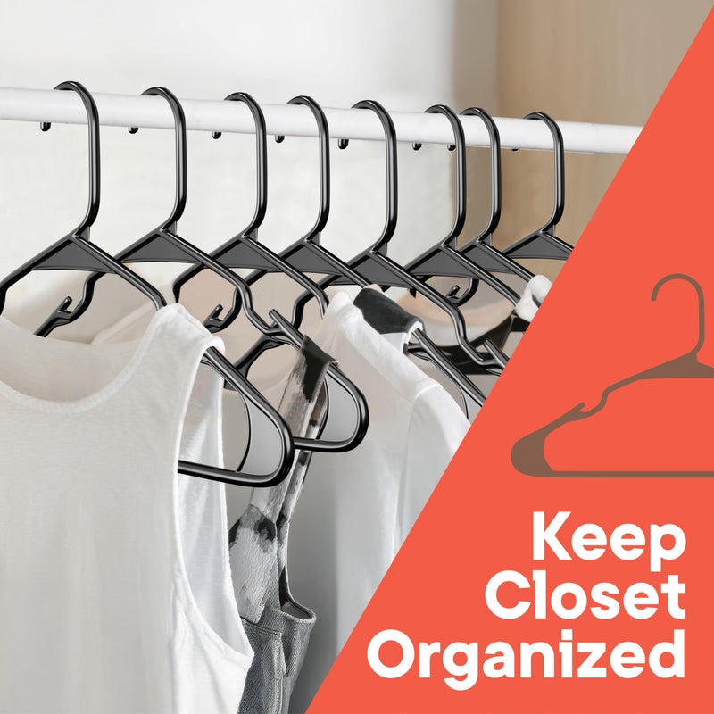 Campior Black Plastic Hangers 5 Packâ€“ Heavy-Duty Plastic Hangers Slim and Space-Saving, Durable and Lightweight PP with Non-Slip Shoulder Notches for Slip Dresses, Suits, Jackets & Camisoles - Image 3