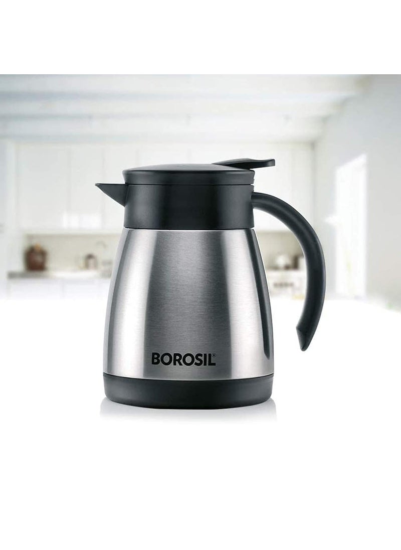 BOROSIL Borosil Stainless Steel 500ml Teapot with Handle | Double Wall Vacuum Insulated Thermosteel Carafe | BPA Free Jug for Tea/Coffee & Juice | 12 Hours Hot & 14 Hours Cold | 1 Year Warranty, Silver  - Image 5