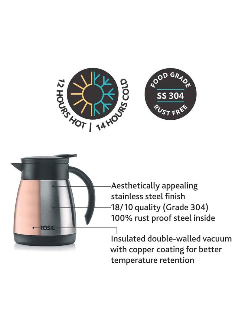 BOROSIL Borosil Stainless Steel 500ml Teapot with Handle | Double Wall Vacuum Insulated Thermosteel Carafe | BPA Free Jug for Tea/Coffee & Juice | 12 Hours Hot & 14 Hours Cold | 1 Year Warranty, Silver  - Image 3