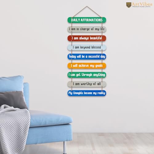 Artvibes Daily Affirmations Printed Wooden Wall Hanging For Living Room | Office | Quotes Decor Item | Wall Poster | Office Decor | Wall Art Print | Inspirational quotes | Gift Items (WH_9315N) - Image 2