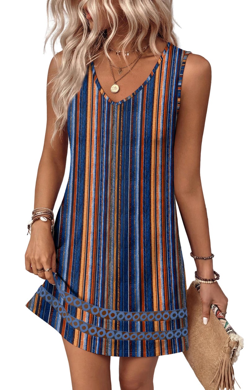 Sipaya Western Dresses for Women Summer Dresses 2026 Vestidos Casuales para Mujer Spring Sundresses Beach Vacation Clothes Cowgirl Outfits Blue Striped S - Image 1