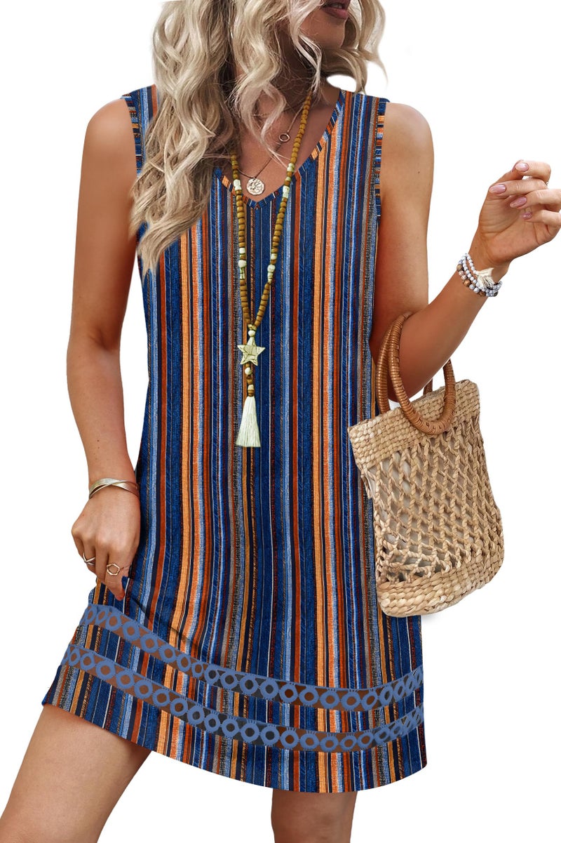 Sipaya Western Dresses for Women Summer Dresses 2026 Vestidos Casuales para Mujer Spring Sundresses Beach Vacation Clothes Cowgirl Outfits Blue Striped S - Image 3